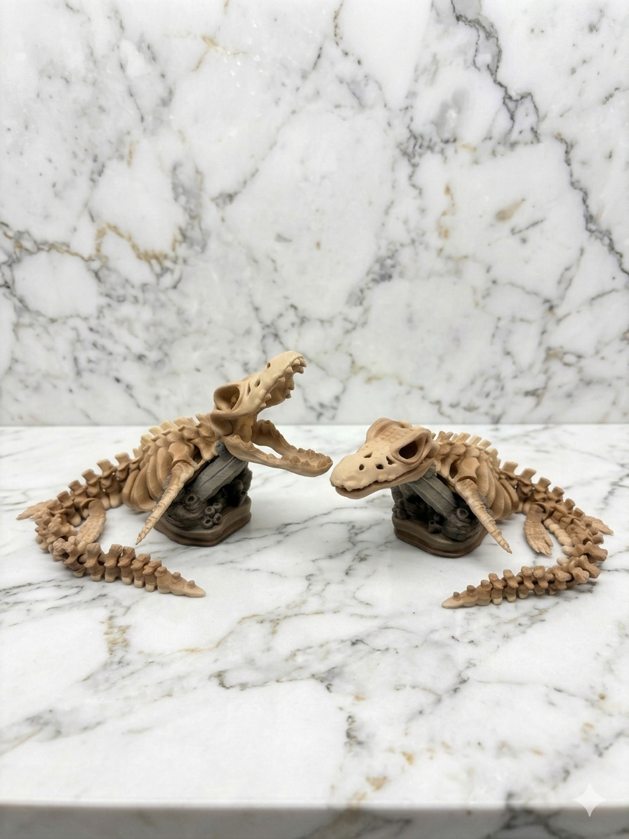 Articulated Skeleton Dinosaurs w/ Bases- Bone Color