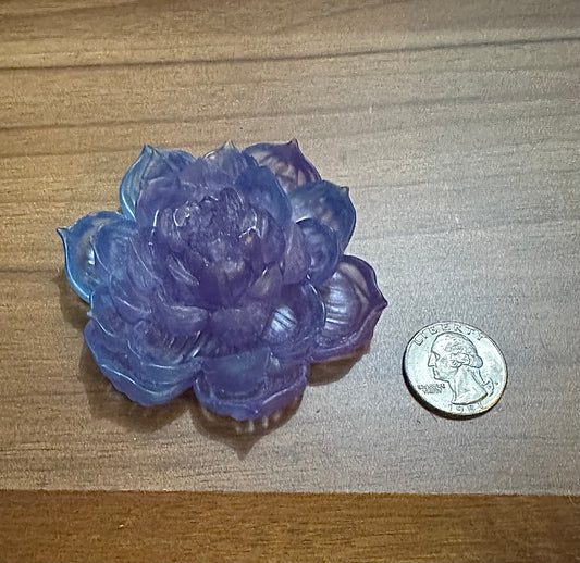 Hand Poured Resin Blooming Flower (Style 3)- Purple/ Blue