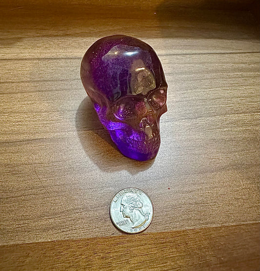 Medium Hand Poured Resin Skull- Purple and Orange