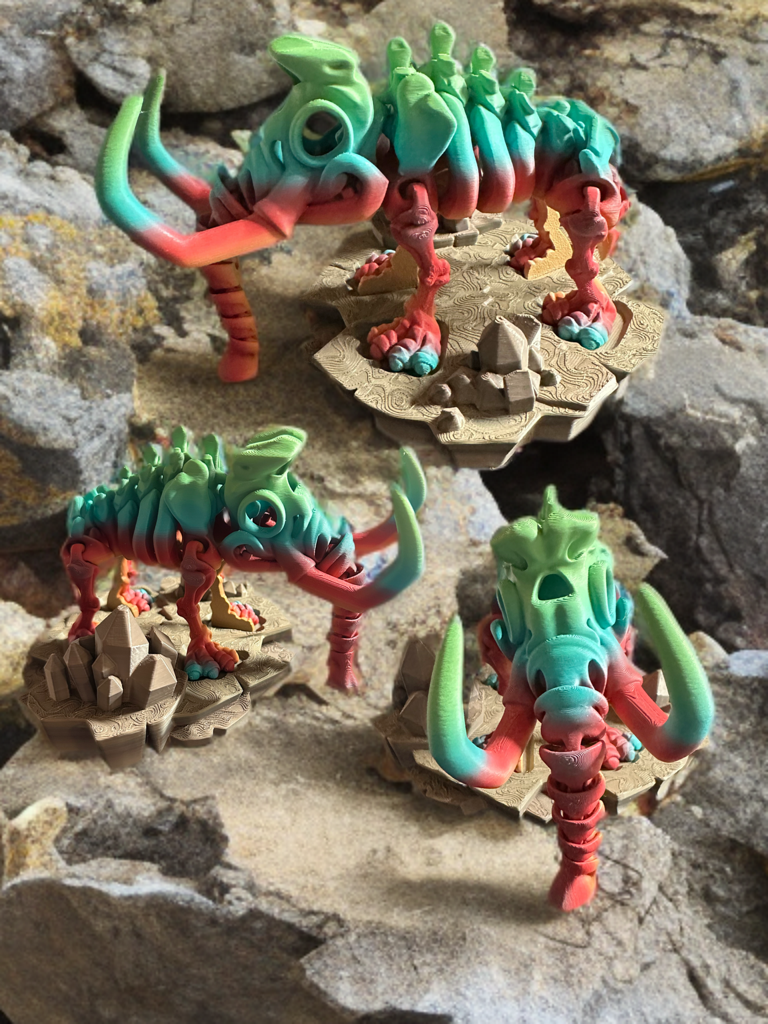 Articulated Skeleton Dinosaurs w/ Bases- Rainbow Rock Color