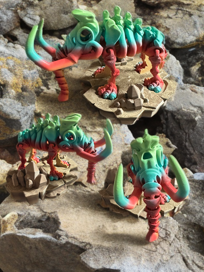 Articulated Skeleton Dinosaurs w/ Bases- Rainbow Rock Color