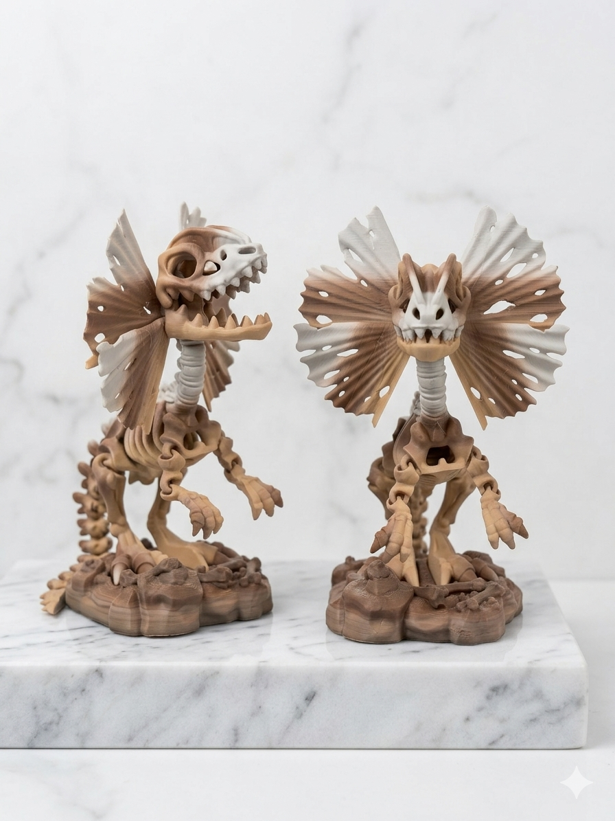 Articulated Skeleton Dinosaurs w/ Bases- Bone Color