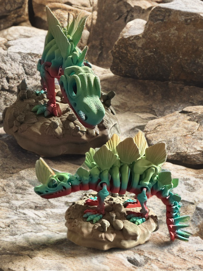 Articulated Skeleton Dinosaurs w/ Bases- Rainbow Rock Color