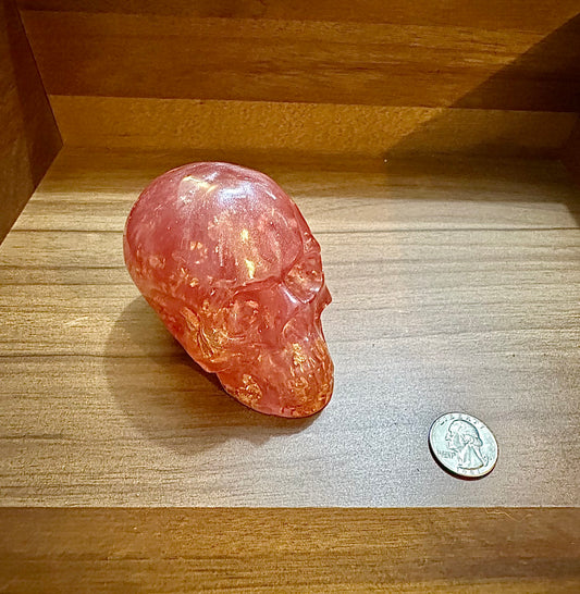 Large Hand Poured Resin Skull- Pink and Gold