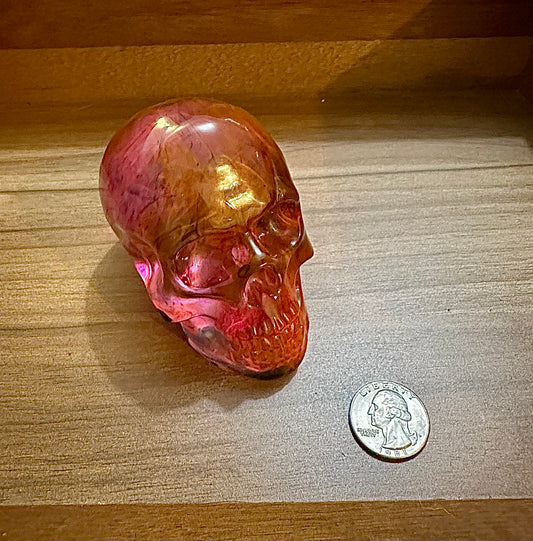 Large Hand Poured Resin Skull- Pink and Gold