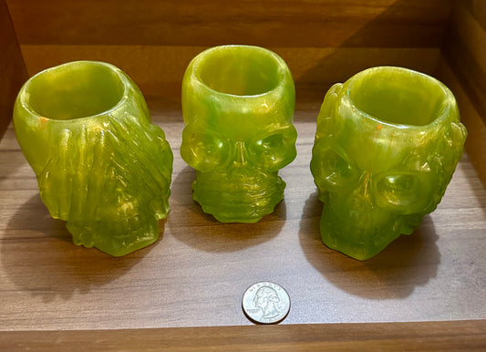 Hand Poured Resin Skull Planter “No Evil” Trio