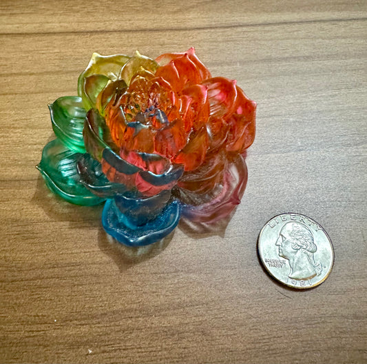 Hand Poured Resin Blooming Flower (Style 3)- Rainbow