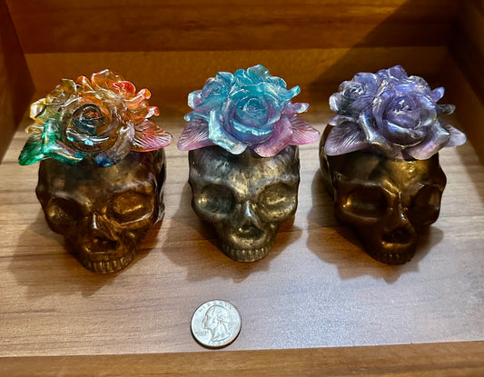 Hand Poured Resin Floral Skull- Custom Order