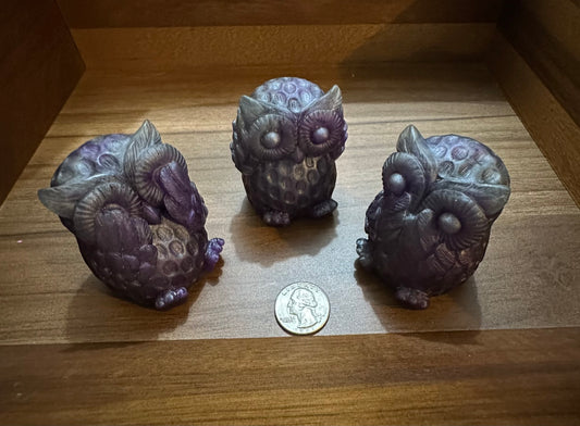 Hand Poured Resin Owl “No Evil” Trio