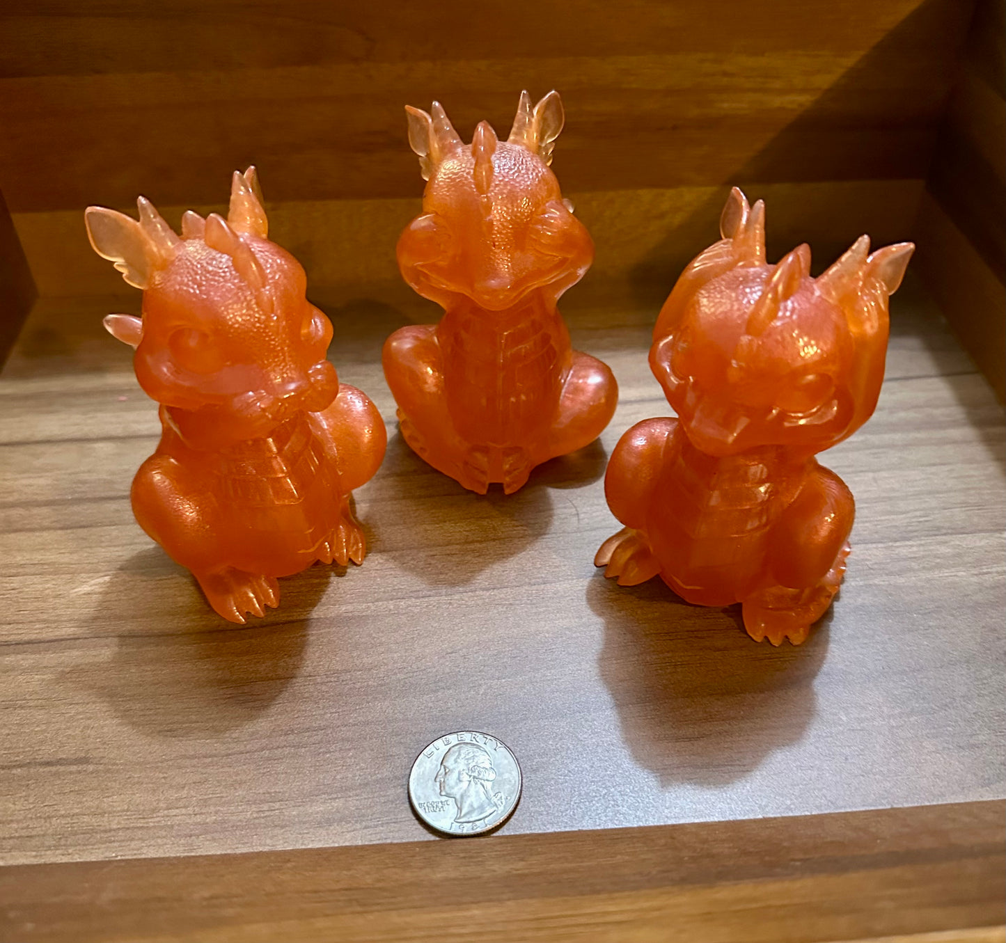 Hand Poured Resin Dragon “No Evil” Trio