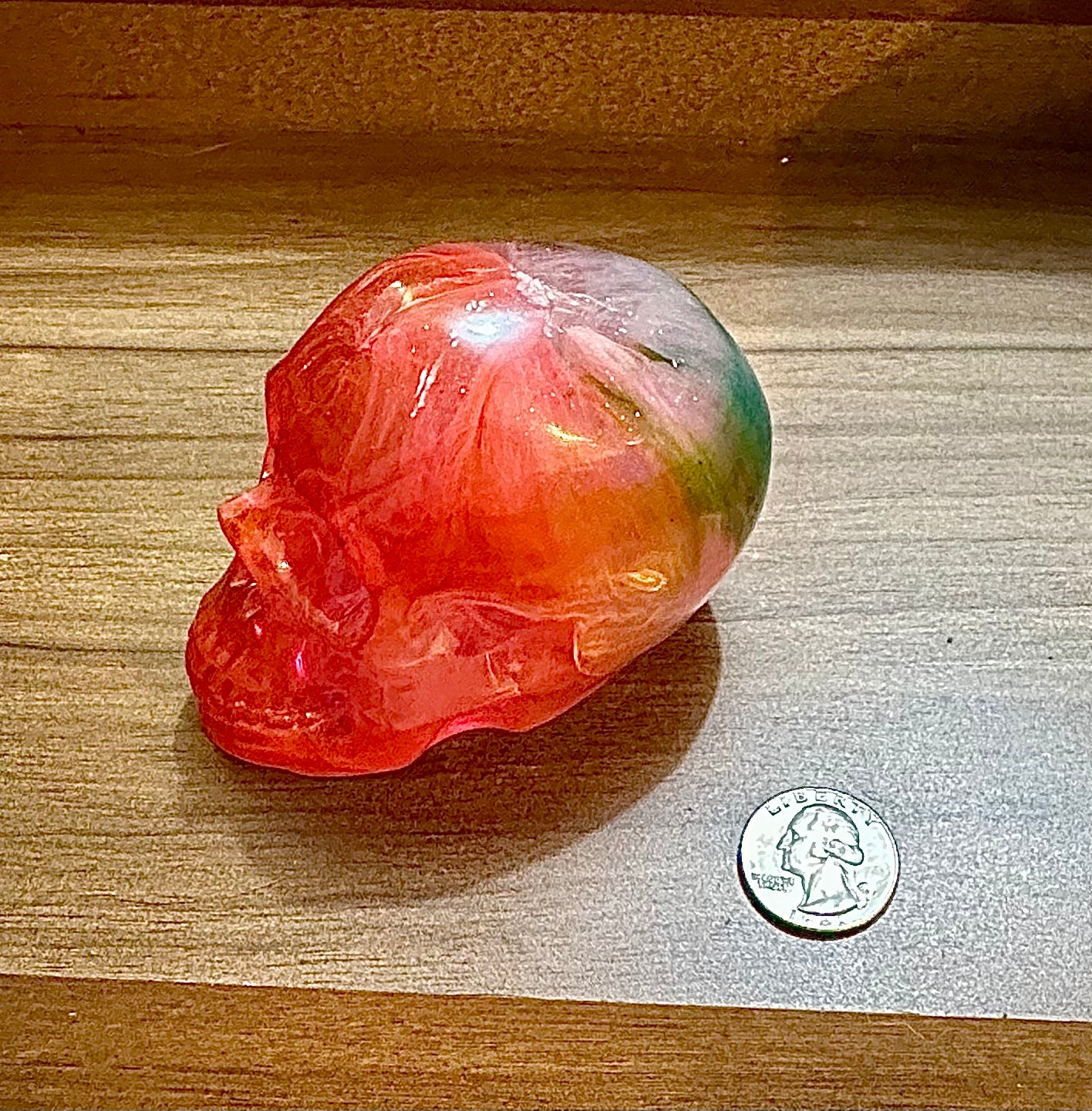 Large Hand Poured Resin Skull- Rainbow