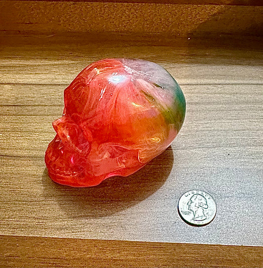 Large Hand Poured Resin Skull- Rainbow