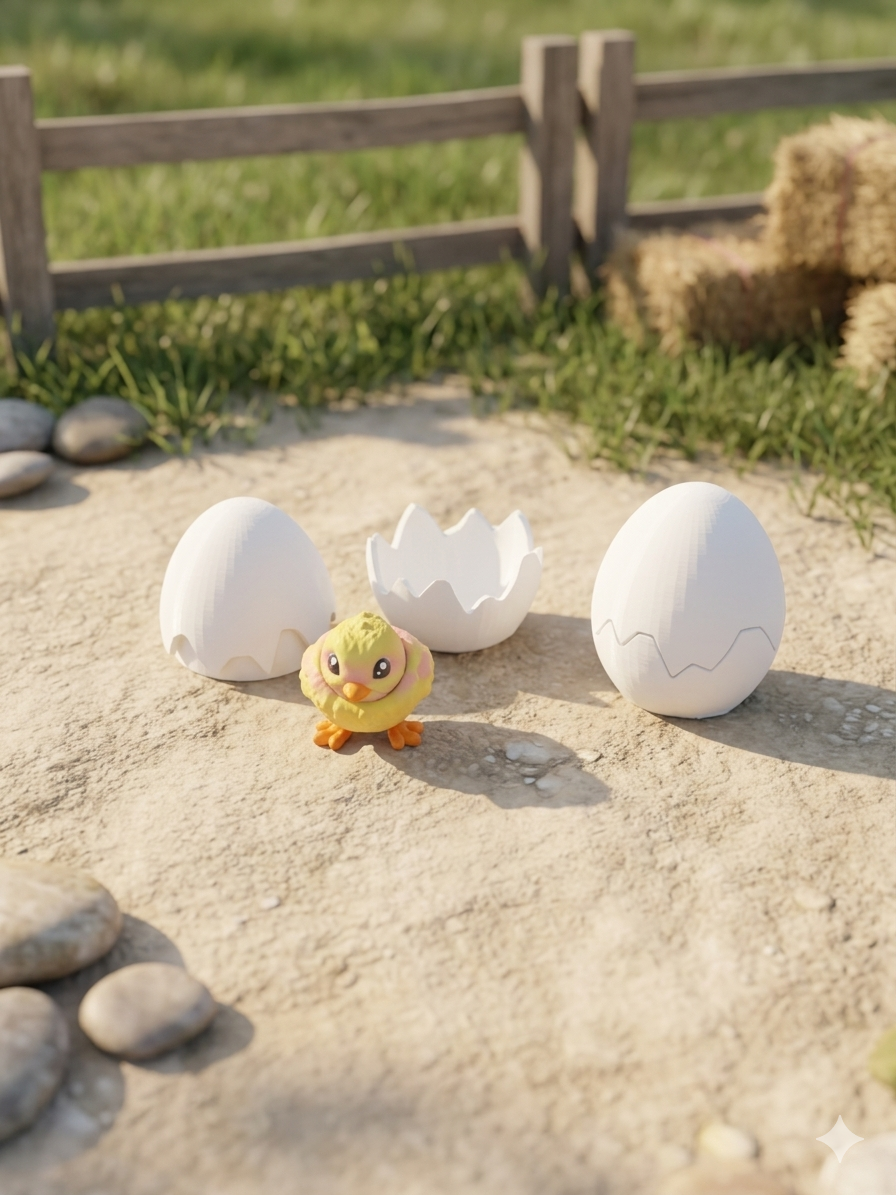 Articulated Small Chick w/Egg