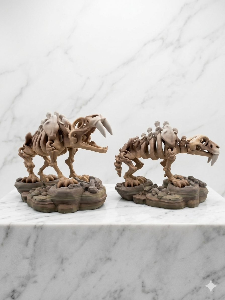 Articulated Skeleton Dinosaurs w/ Bases- Bone Color