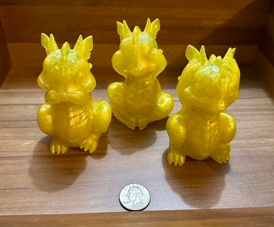 Hand Poured Resin Dragon “No Evil” Trio