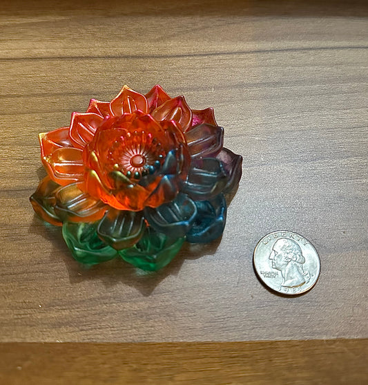 Hand Poured Resin Blooming Flower (Style 4)- Rainbow