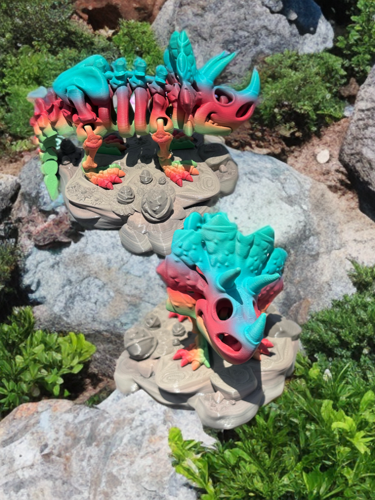 Articulated Skeleton Dinosaurs w/ Bases- Rainbow Rock Color