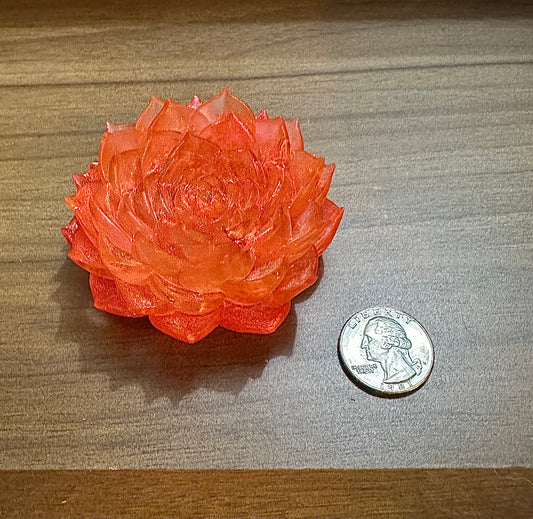 Hand Poured Resin Succulent Flower- Bright Pinkish Orange