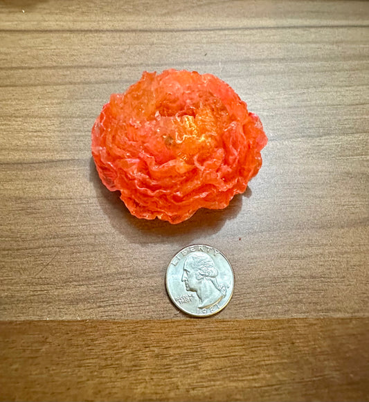 Hand Poured Resin Peony Flower- Orange