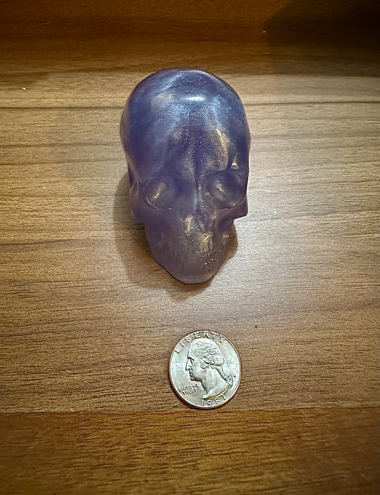 Medium Hand Poured Resin Skull- Light Purple