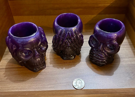 Hand Poured Resin Skull Planter “No Evil” Trio