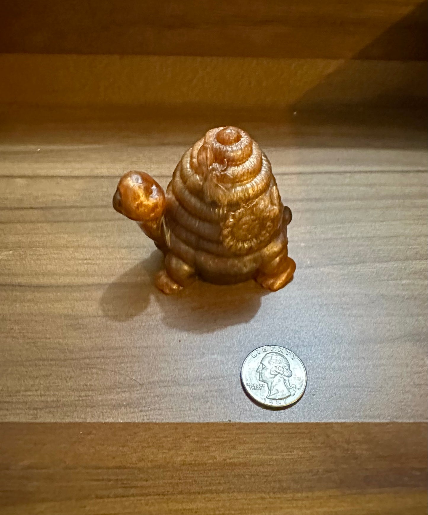 Hand Poured Resin Honeycomb Turtle- Bronze