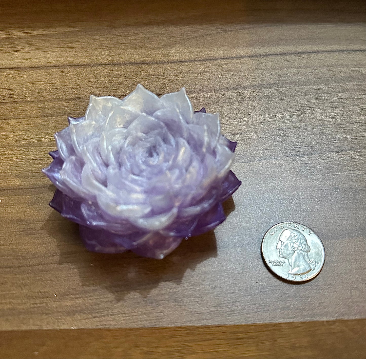 Hand Poured Resin Succulent Flower- Purple/ White