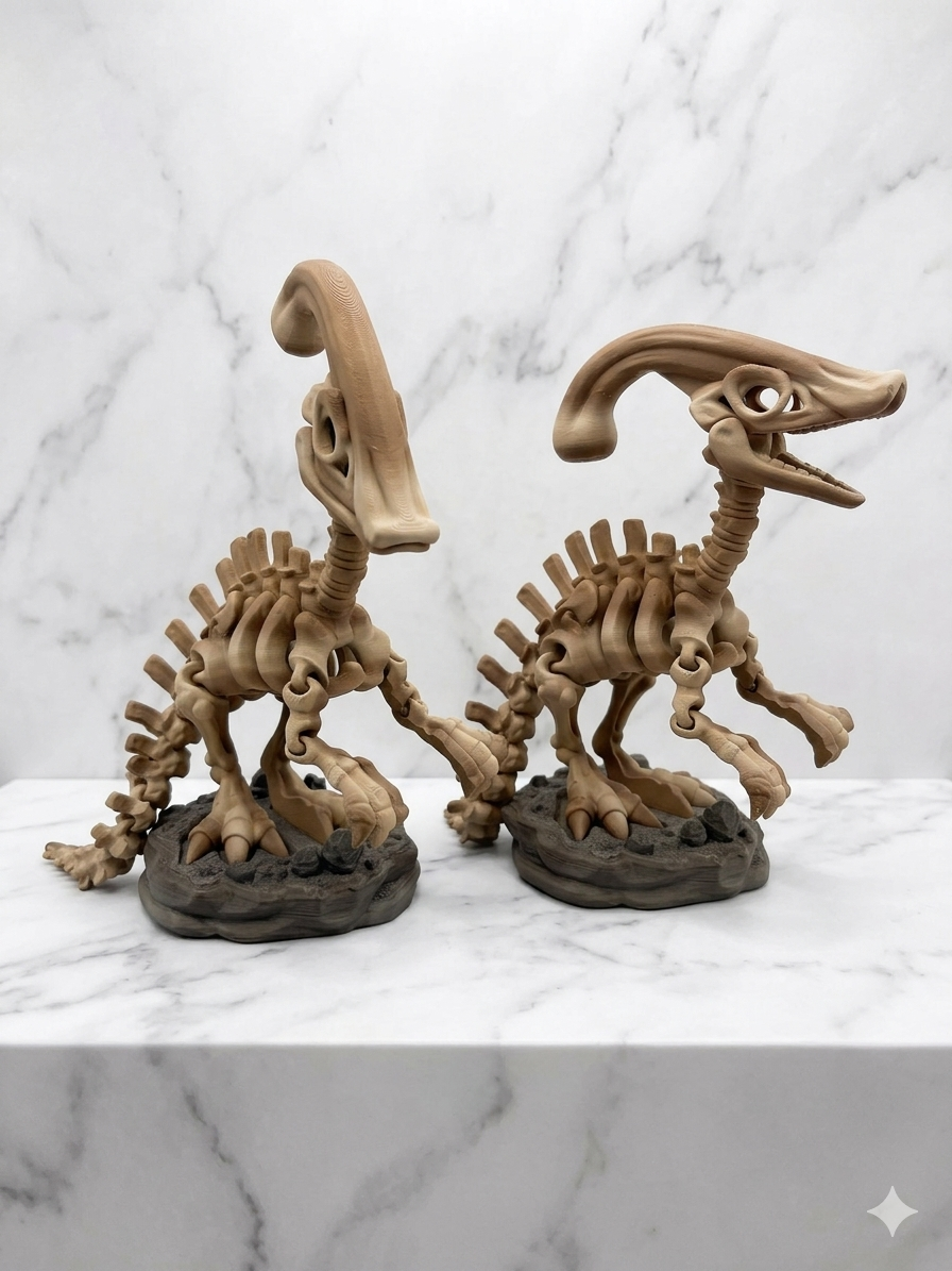 Articulated Skeleton Dinosaurs w/ Bases- Bone Color