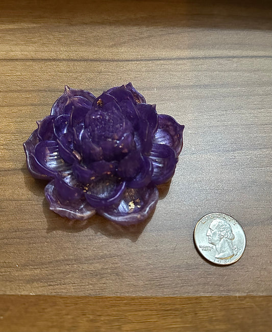 Hand Poured Resin Blooming Flower (Style 3)- Purple and Gold