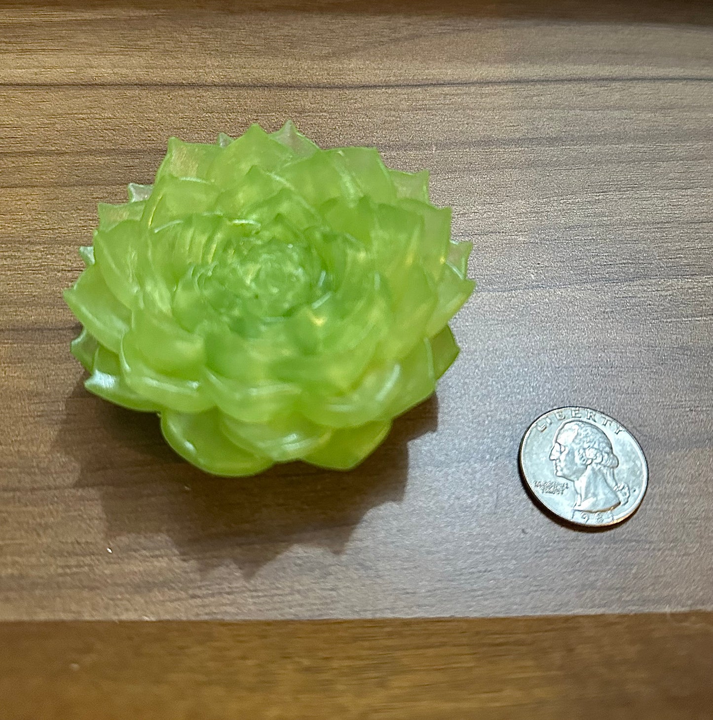Hand Poured Resin Succulent Flower- Lime Green