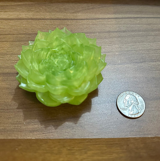 Hand Poured Resin Succulent Flower- Lime Green