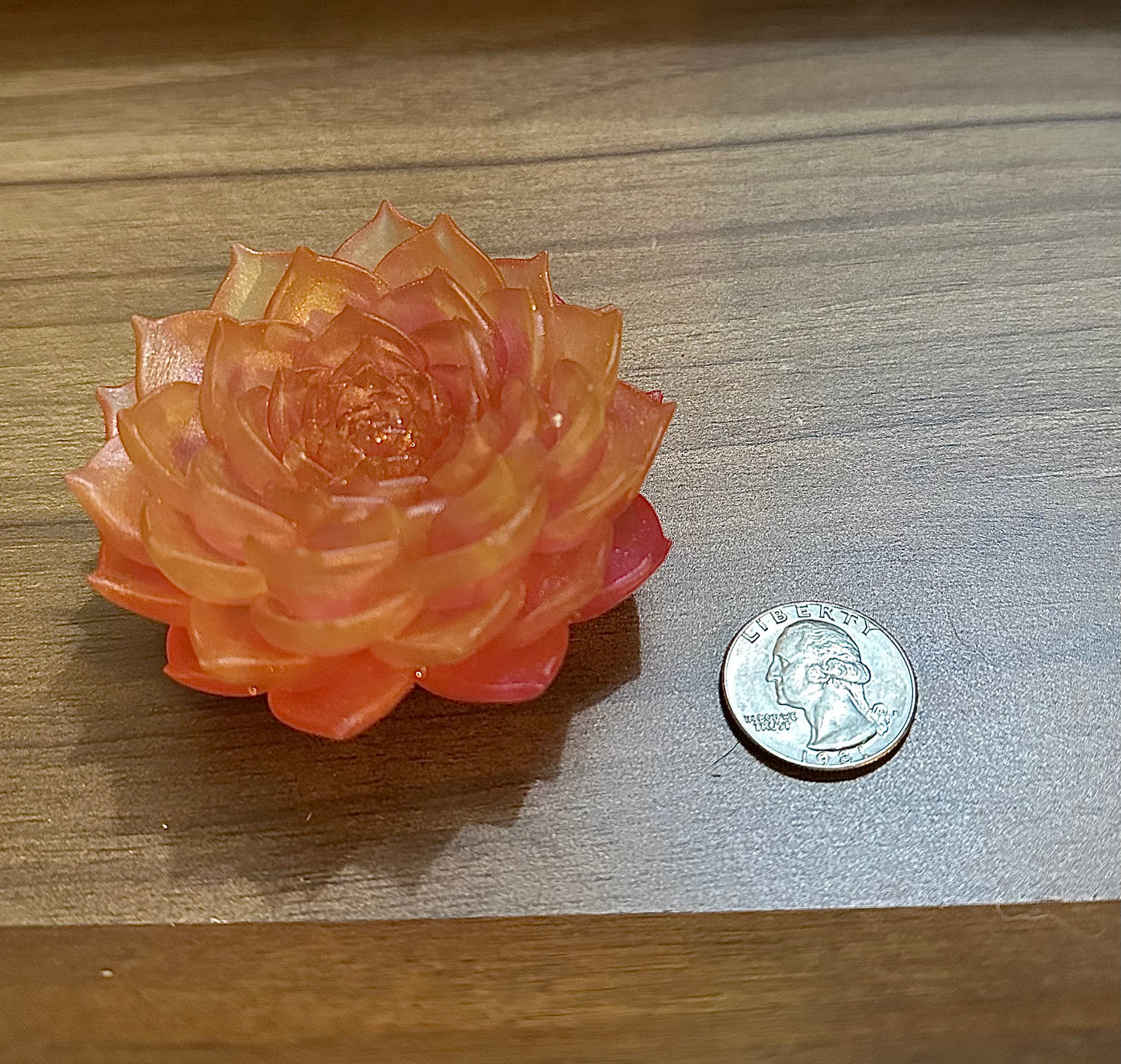 Hand Poured Resin Succulent Flower- Yellow/Pink