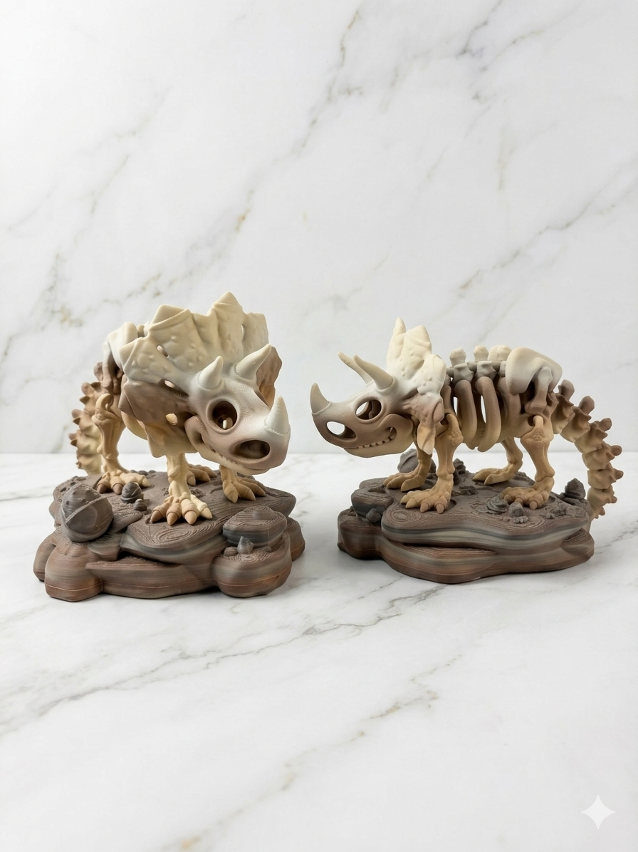 Articulated Skeleton Dinosaurs w/ Bases- Bone Color