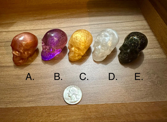 Small Hand Poured Resin Skull- See Image for color options