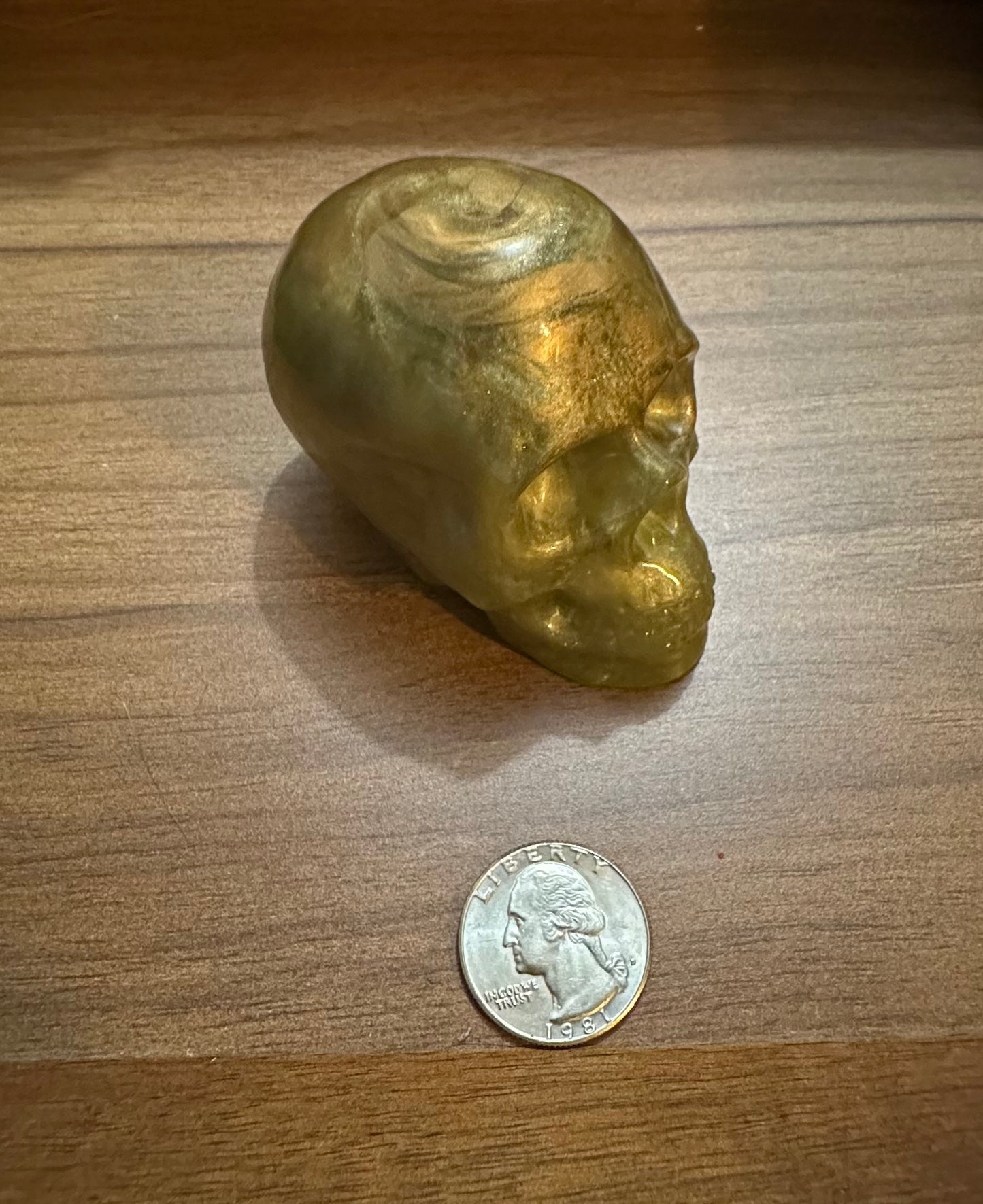 Medium Hand Poured Resin Skull- Gold