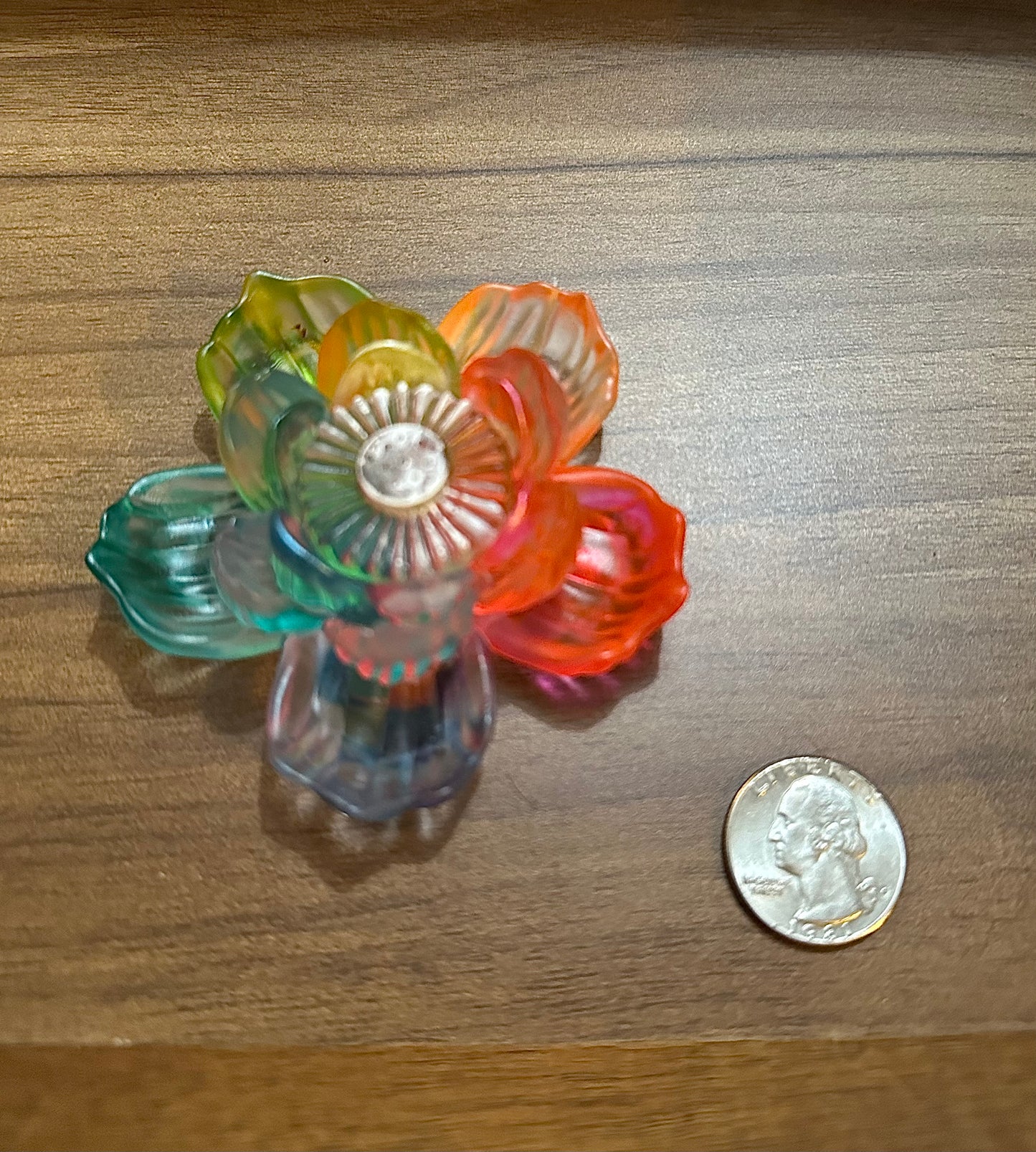 Hand Poured Resin Blooming Flower (Style 1)- Rainbow