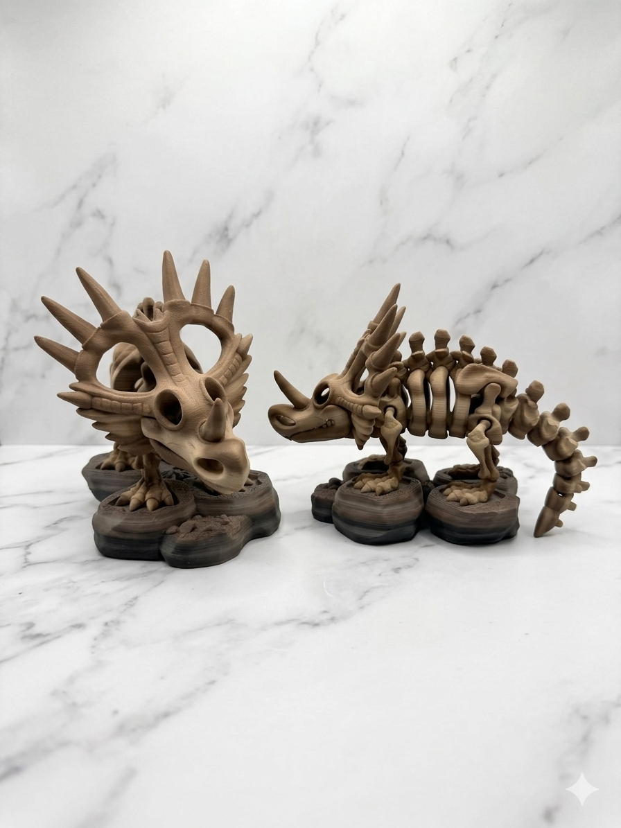 Articulated Skeleton Dinosaurs w/ Bases- Bone Color