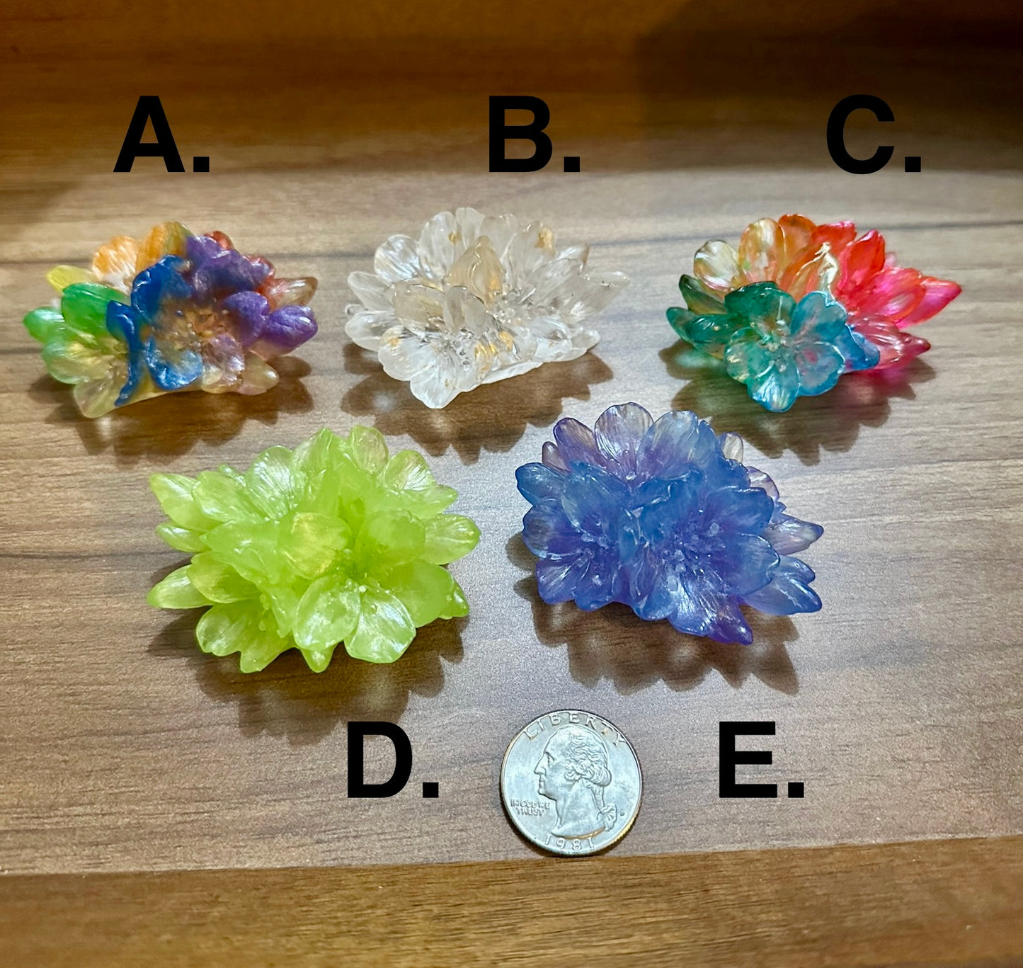 Hand Poured Resin Plum Bossom Flower- See Image for color options