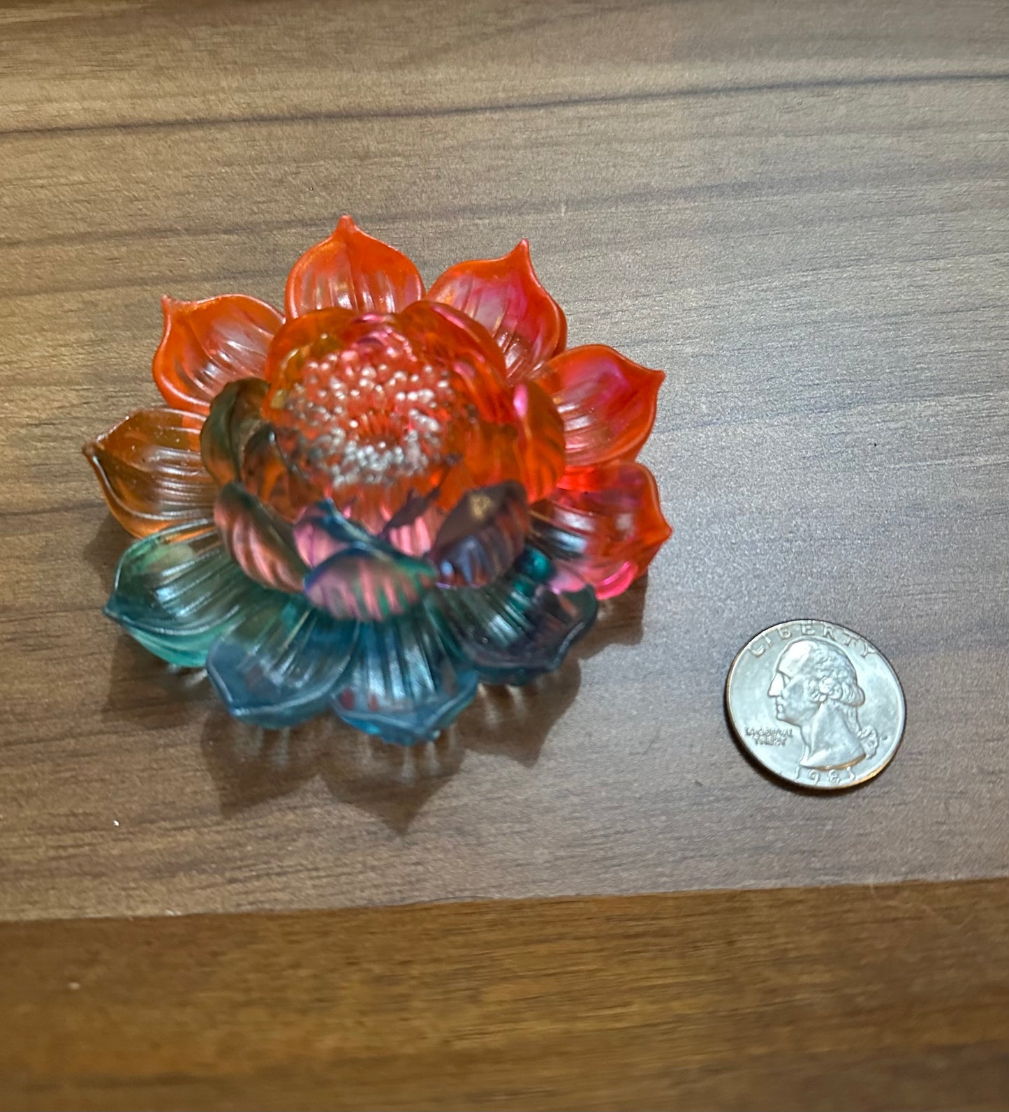 Hand Poured Resin Blooming Flower (Style 2)- Rainbow