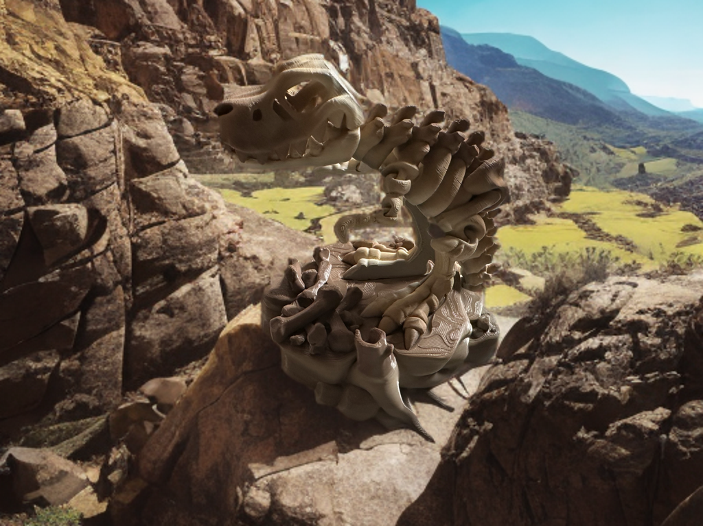 Articulated Skeleton Dinosaurs w/ Bases- Bone Color