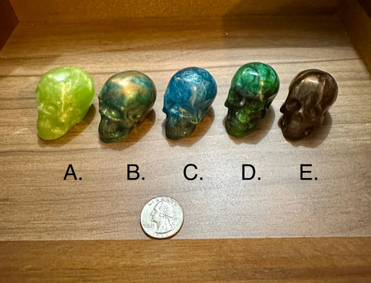 Small Hand Poured Resin Skull- See Image for color options