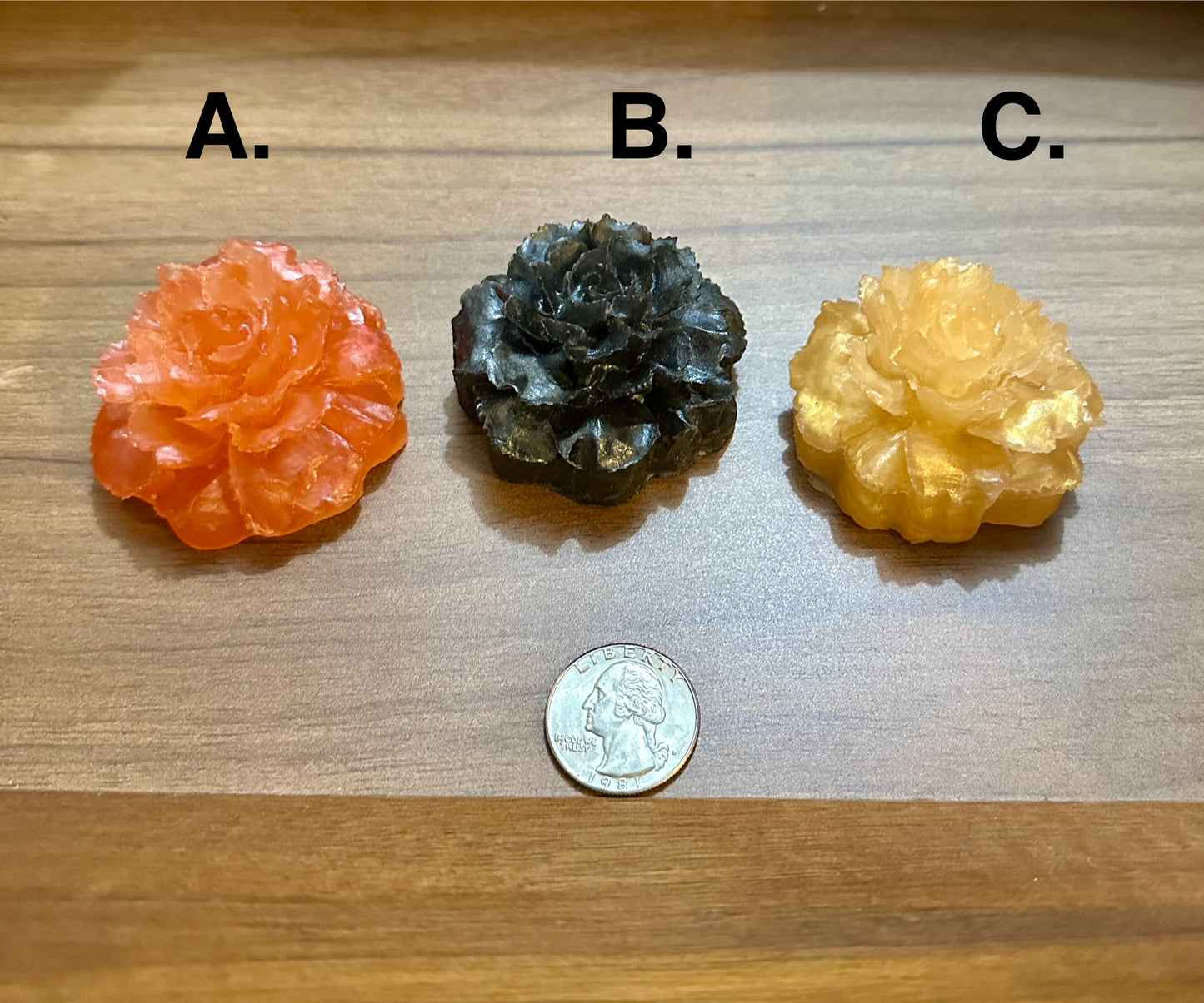 Hand Poured Resin Blooming Peony Flower- See Image for color options