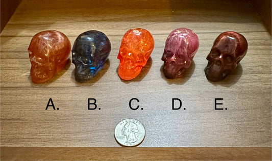 Small Hand Poured Resin Skull- See Image for color options