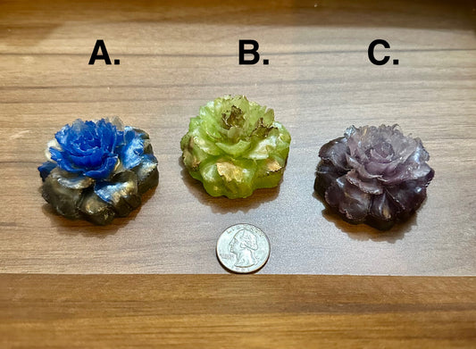 Hand Poured Resin Blooming Peony Flower- See Image for color options