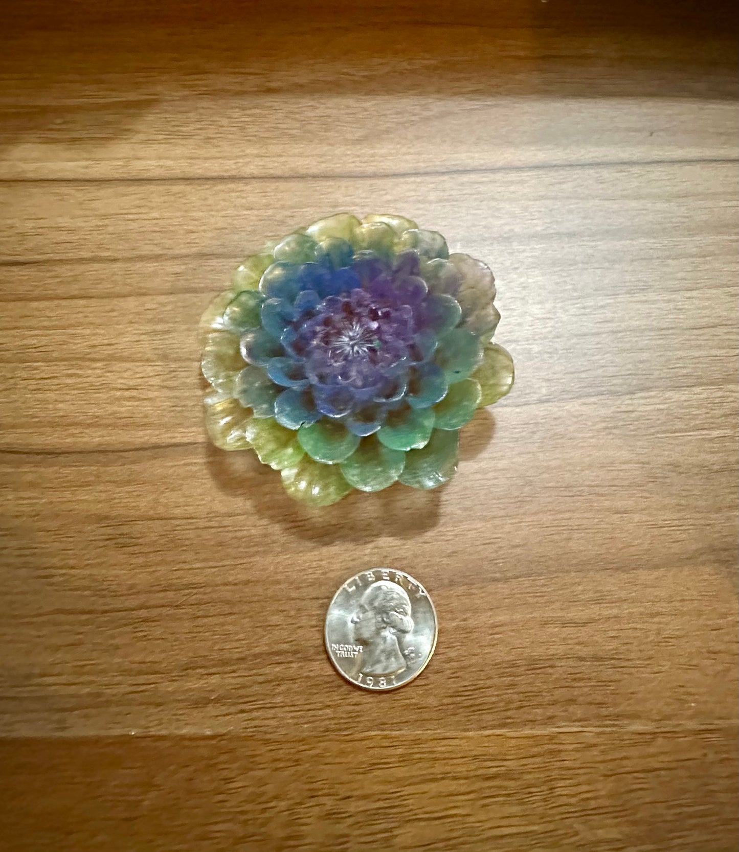 Hand Poured Resin Dahlia Flower- Rainbow