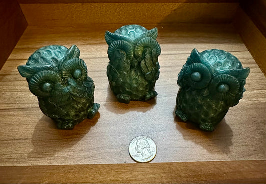 Hand Poured Resin Owl “No Evil” Trio