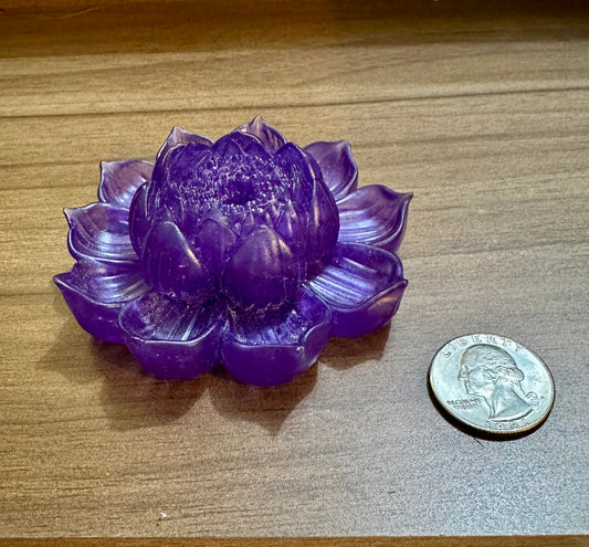 Hand Poured Resin Blooming Flower (Style 2)- Purple