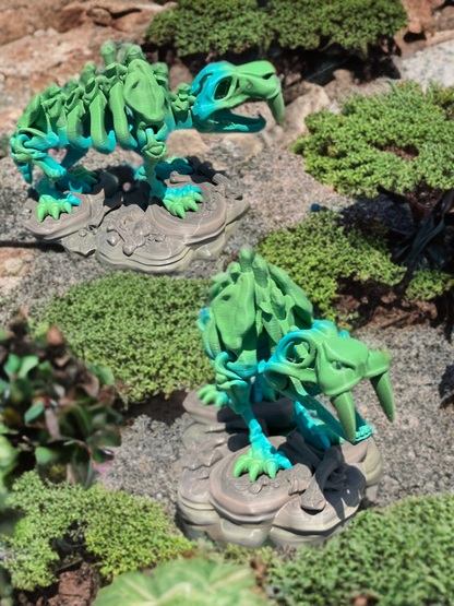 Articulated Skeleton Dinosaurs w/ Bases- Rainbow Rock Color